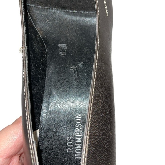 Ros Hommerson Women's Pumps Size 10.5M Bronze Leather Slip On Heel Close Toe - Picture 6 of 9